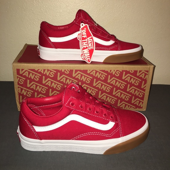 vans old skool gum bumper red